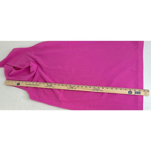 Trina Turk Pink Cowl Neck Mini Dress Shift Inverted Pleat Barbie Cocktail 2 - Picture 5 of 7